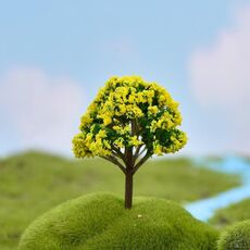 Micro ornamenti paesaggistici alberi di Natale simulati accessori succulenti materiali, stile: fiori gialli sfondo verde