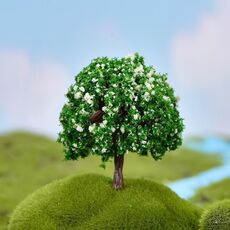 Micro ornamenti paesaggistici alberi di Natale simulati accessori succulenti materiali, stile: fiori bianchi sfondo verde