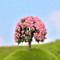 Micro ornamenti paesaggistici alberi di Natale simulati accessori succulenti materiali, stile: fiori rosa sfondo verde