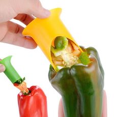 Estrattore di semi di peperoncino 2 in 1 per frutta e verdura da cucina (consegna casuale del colore dell'imballaggio OPP)