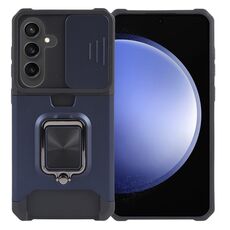 Per Samsung Galaxy S24 5G Camera Shield Card Slot PC+TPU Custodia per telefono (Blu)