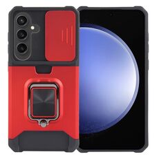 Per Samsung Galaxy S24 5G Camera Shield Card Slot PC+TPU Custodia per telefono(Rosso)