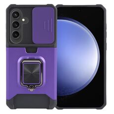 Per Samsung Galaxy S24 5G Camera Shield Card Slot PC+TPU Custodia per telefono (Viola)