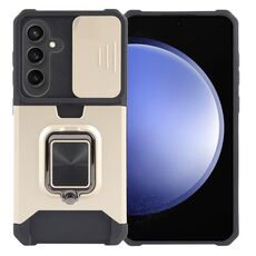 Per Samsung Galaxy S24 5G Camera Shield Card Slot PC+TPU Custodia per telefono (Oro)