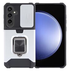 Per Samsung Galaxy S24 5G Camera Shield Card Slot PC+TPU Custodia per telefono (Argento)