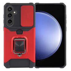 Per Samsung Galaxy S24+ 5G Camera Shield Card Slot PC+TPU Custodia per telefono(Rosso)