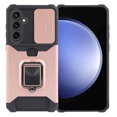 Per Samsung Galaxy S24+ 5G Camera Shield Card Slot PC+TPU Custodia per telefono (Oro rosa)