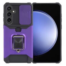 Per Samsung Galaxy S24+ 5G Camera Shield Card Slot PC+TPU Custodia per telefono (Viola)