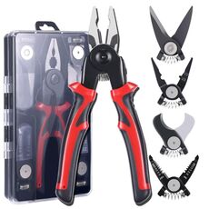 Kit di pinze a testa intercambiabile combinate 5 in 1 Pinze per cacciaviti per riparazioni generali (rosso nero)