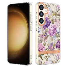 Per Samsung Galaxy S24 5G Custodia per telefono in TPU IMD serie Fiori e piante (peonia viola)