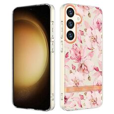 Custodia per telefono in TPU IMD serie Fiori e piante per Samsung Galaxy S24 5G (rosa Gardenia)