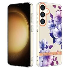 Per Samsung Galaxy S24 5G Custodia per telefono in TPU IMD serie Fiori e piante (Begonia viola)