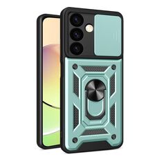 Per Samsung Galaxy S24+ 5G Cover scorrevole per fotocamera Design TPU+Custodia per telefono PC(Verde)