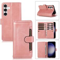Custodia in pelle per telefono con slot per scheda Samsung Galaxy S24 5G (oro rosa)