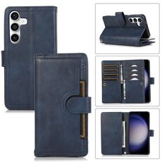 Custodia in pelle per telefono con slot per scheda Samsung Galaxy S24 5G (blu)