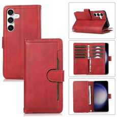 Custodia in pelle per telefono con slot per scheda Samsung Galaxy S24+ 5G (rossa)