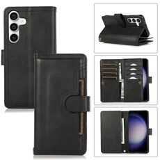Custodia in pelle per telefono con slot per scheda Samsung Galaxy S24+ 5G (nera)
