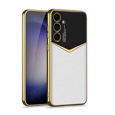 Per Samsung Galaxy S24 5G GKK Placcatura Custodia morbida in TPU + pelle a copertura totale senza penna (Bianco)