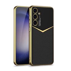 Per Samsung Galaxy S24 5G GKK placcatura morbida TPU + custodia in pelle a copertura totale senza penna (nero)