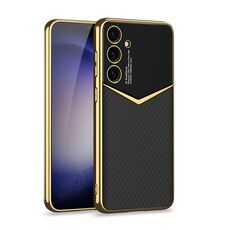 Per Samsung Galaxy S24 5G GKK placcatura morbida TPU + custodia in pelle a copertura totale senza penna (fibra di carbonio)