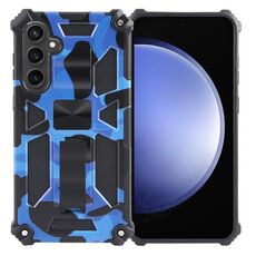 Per Samsung Galaxy S23 FE 5G Camouflage Armor Kickstand TPU + Custodia magnetica per PC (blu scuro)