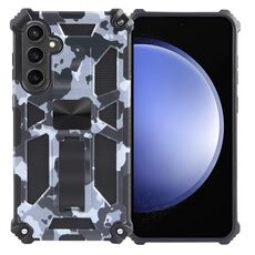 Per Samsung Galaxy S24+ 5G Camouflage Armor Cavalletto TPU + Custodia magnetica per PC (Grigio)