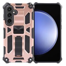 Per Samsung Galaxy S24+ 5G Armor antiurto TPU + custodia magnetica per PC con supporto (oro rosa)
