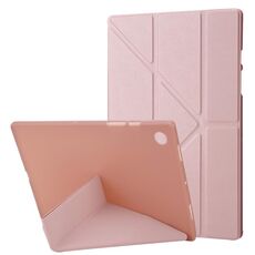 Per Samsung Galaxy Tab A9+ Custodia per tablet in pelle multipiega con deformazione in TPU (oro rosa)