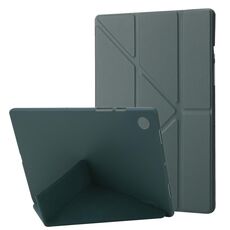 Per Samsung Galaxy Tab A9+ Custodia per tablet in pelle multipiega con deformazione in TPU (verde scuro)