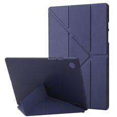 Per Samsung Galaxy Tab A9 Custodia per tablet in pelle multi-piega con deformazione in TPU (blu navy)