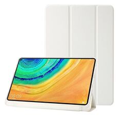 Custodia per tablet in pelle tripla in acrilico trasparente per Huawei Matepad 10.8 (bianca)
