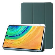 Per Huawei Matepad 10.4 Custodia tablet in pelle tripla in acrilico trasparente (verde scuro)