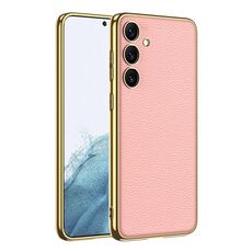 Per Samsung Galaxy S24 5G GKK placcatura TPU + custodia in pelle a copertura totale (rosa)