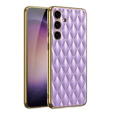 Per Samsung Galaxy S24 5G GKK modello rombo galvanico custodia per telefono in PU semplice (viola)