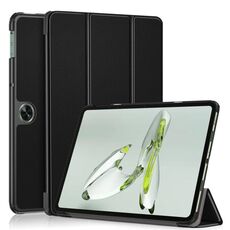 Per OnePlus Pad Go / OPPO Pad Air Custer Tinta unita 3 pieghe Custodia per tablet in pelle intelligente (Nero)