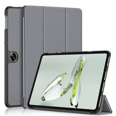 Per OnePlus Pad Go / OPPO Pad Air Custer Tinta unita 3 pieghe Custodia per tablet in pelle intelligente (grigio)
