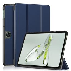 Per OnePlus Pad Go / OPPO Pad Air Custer Custodia per tablet in pelle astuta con supporto a 3 pieghe in tinta unita (blu scuro)