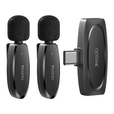 YESIDO KR13 Doppio microfono lavalier wireless a bassa latenza con ricevitore Type-C (nero)