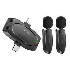 YESIDO KR15 Doppio microfono lavalier wireless a bassa latenza con ricevitore 3 in 1 (nero)