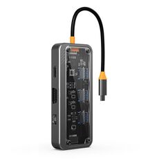 SW10V 10 in 1 da tipo C a PD+USB3.0+2xUSB2.0+HDMI+VGA+RJ45+1xSD/TF+Audio 3.5 HUB Docking Station (grigio)
