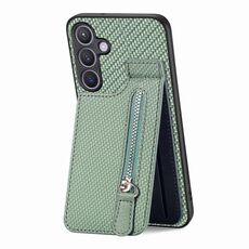 Per Samsung Galaxy S24+ 5G Custodia per cellulare con cerniera verticale a vibrazione in fibra di carbonio (verde)