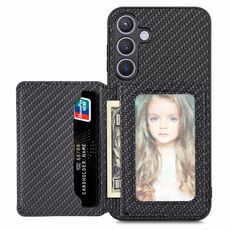 Custodia per telefono con blocco RFID per porta carte magnetiche in fibra di carbonio Samsung Galaxy S24 5G (nero)