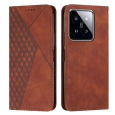 Custodia per telefono in pelle magnetica per Xiaomi 14 pro Diamond Splicing Skin Feel (marrone)