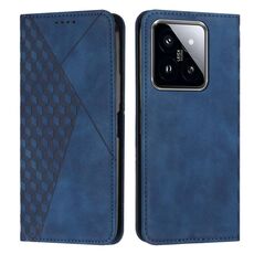 Custodia per telefono in pelle magnetica per Xiaomi 14 pro Diamond Splicing Skin Feel (blu)