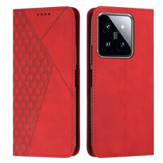 Custodia per telefono in pelle magnetica per Xiaomi 14 pro Diamond Splicing Skin Feel (rossa)
