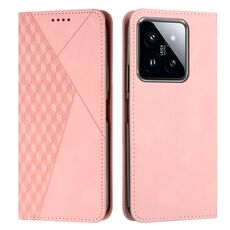 Custodia magnetica in pelle per Xiaomi 14 pro Diamond Splicing Skin Feel (oro rosa)