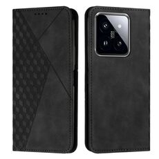 Custodia per telefono in pelle magnetica per Xiaomi 14 pro Diamond Splicing Skin Feel (nera)