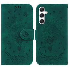 Custodia per telefono in pelle goffrata rosa farfalla per Samsung Galaxy S24 5G (verde)