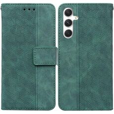 Custodia per telefono in pelle goffrata geometrica per Samsung Galaxy S24 5G (verde)