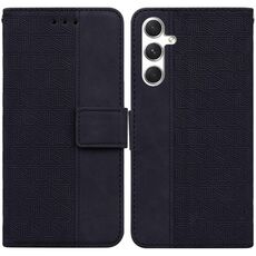 Custodia per telefono in pelle goffrata geometrica per Samsung Galaxy S24 5G (nera)